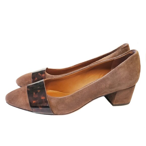 J. McLaughlin Ciara Suede Tortoise Shell Block Heel Pumps - Picture 3 of 8